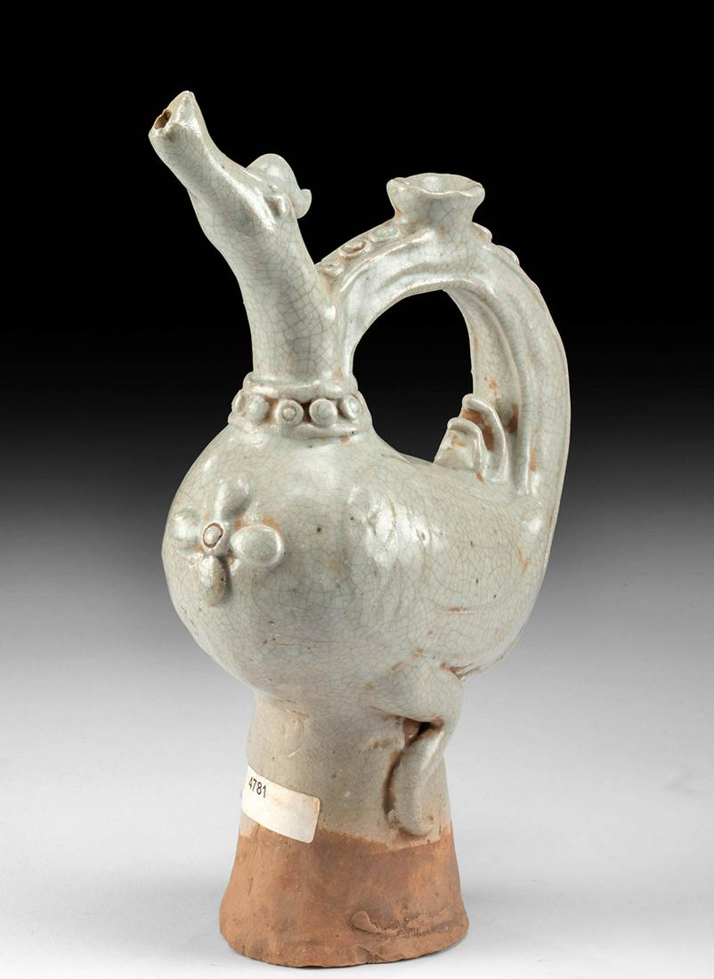 15th C. Thai Sukhothai Glazed Pottery Hamsa Kendi (1 of 4)