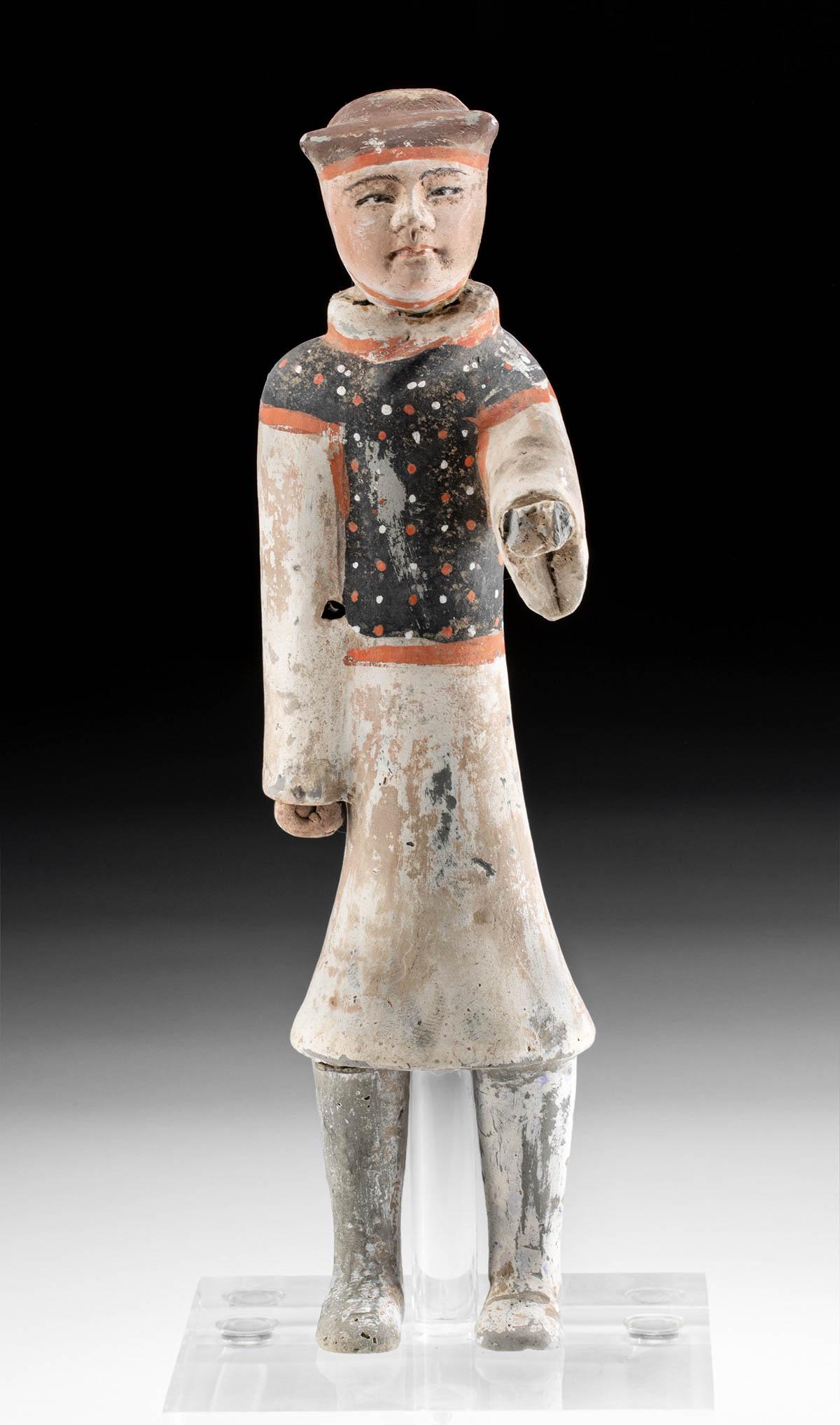 Chinese Han Dynasty Polychrome Groom Figure (1 of 3)
