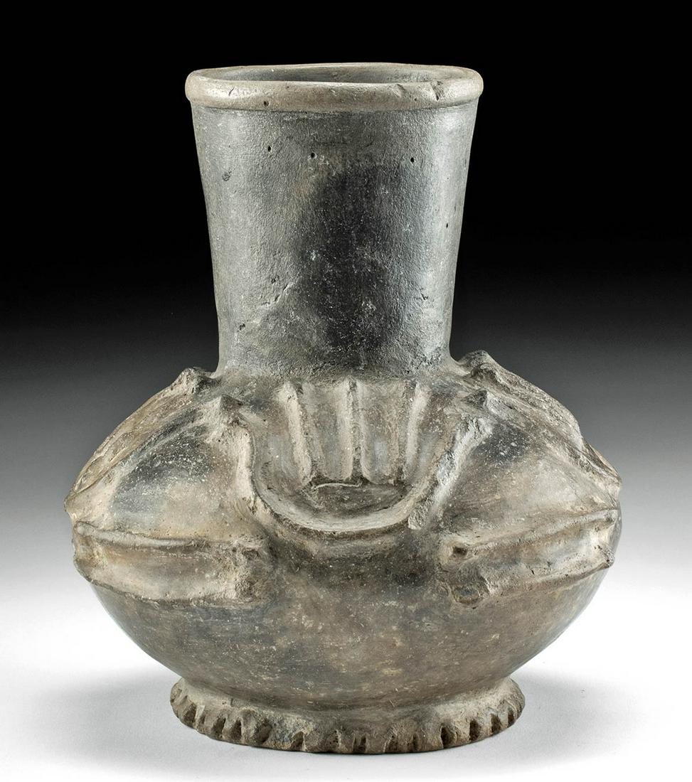 Chimu Grayware Jar w/ Raised Linear Motifs, TL Tested (1 of 4)