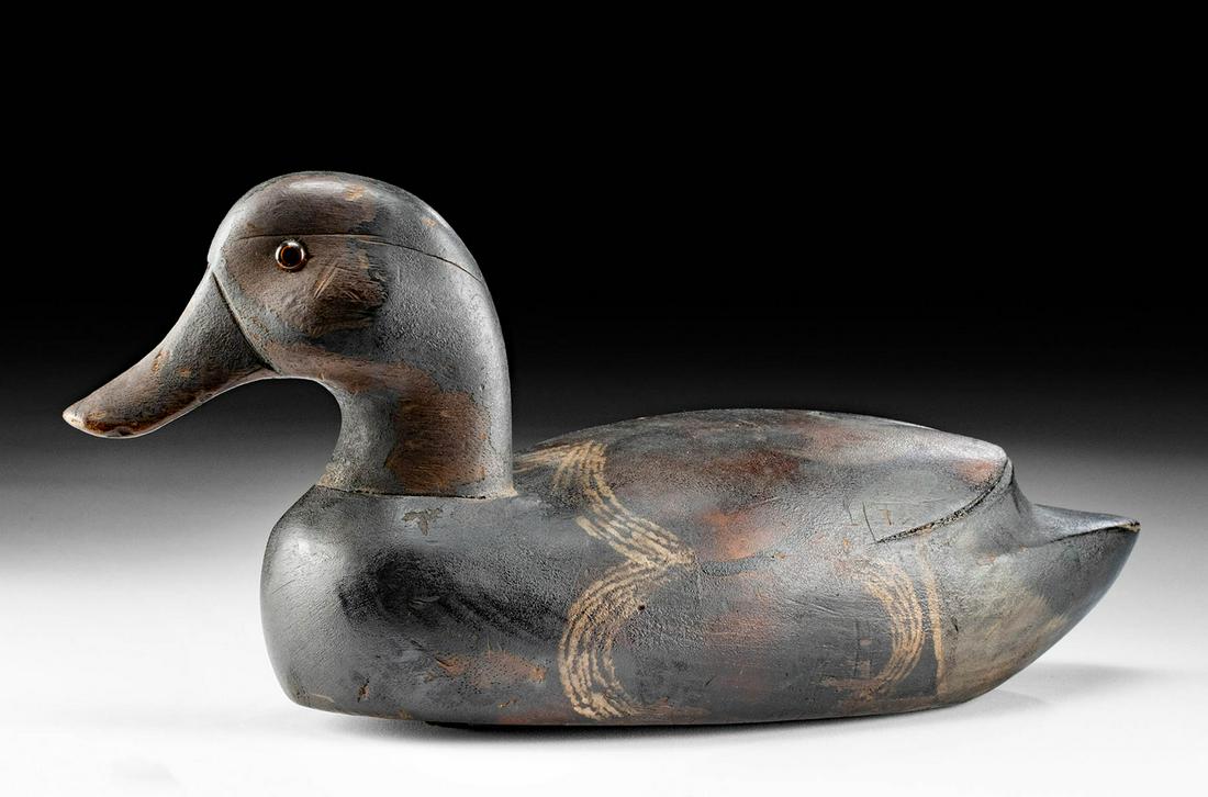 Vintage American Wood Duck Decoy w/ Glass Eyes (1 of 4)