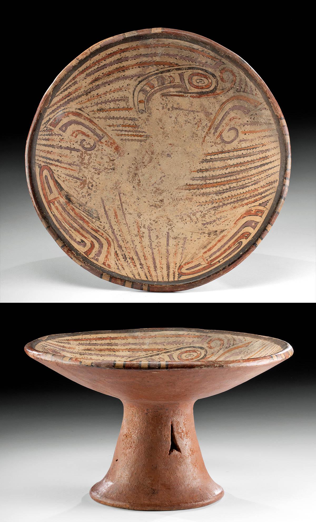 Panamanian Cocle Polychrome Pedestal Dish w/ Saurians (1 of 7)