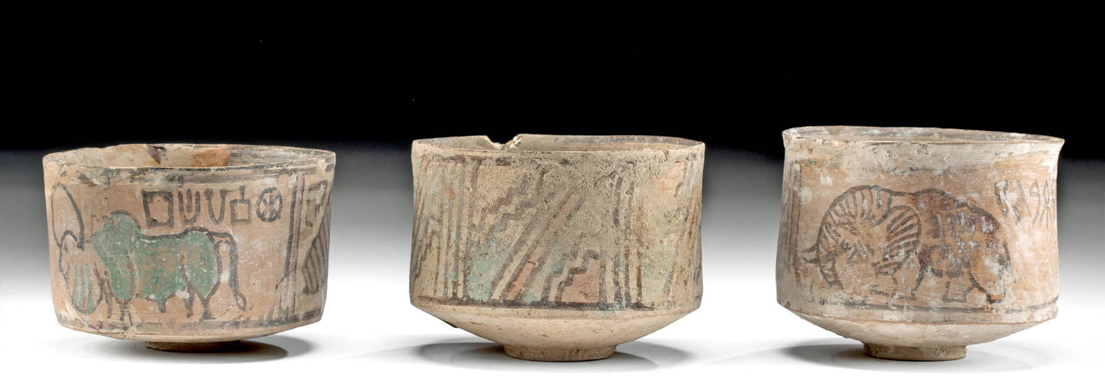 3 Indus Valley Polychrome Cups w/ Zoomorphic Motifs (1 of 4)
