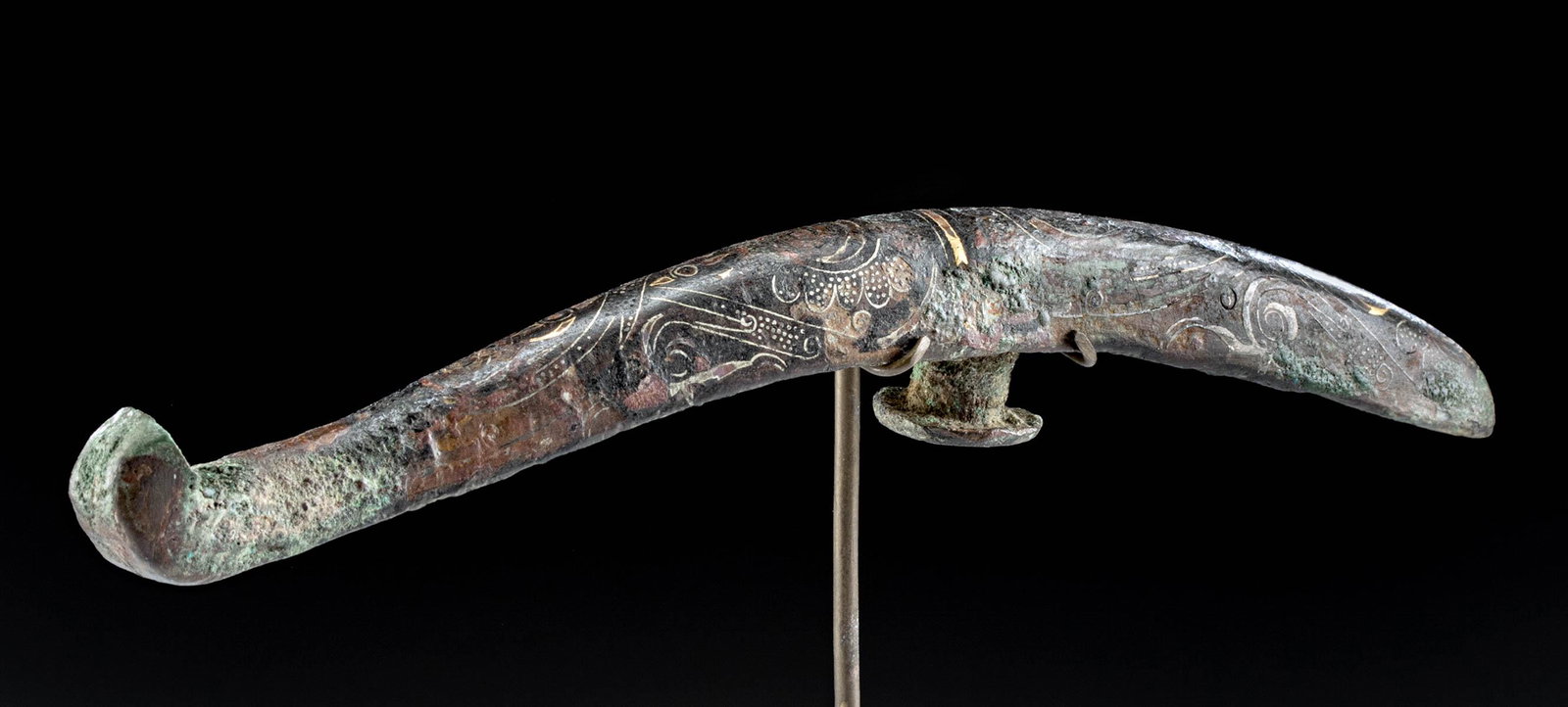 Chinese Han Dynasty Gilt Leaded Bronze Belt Buckle (1 of 4)