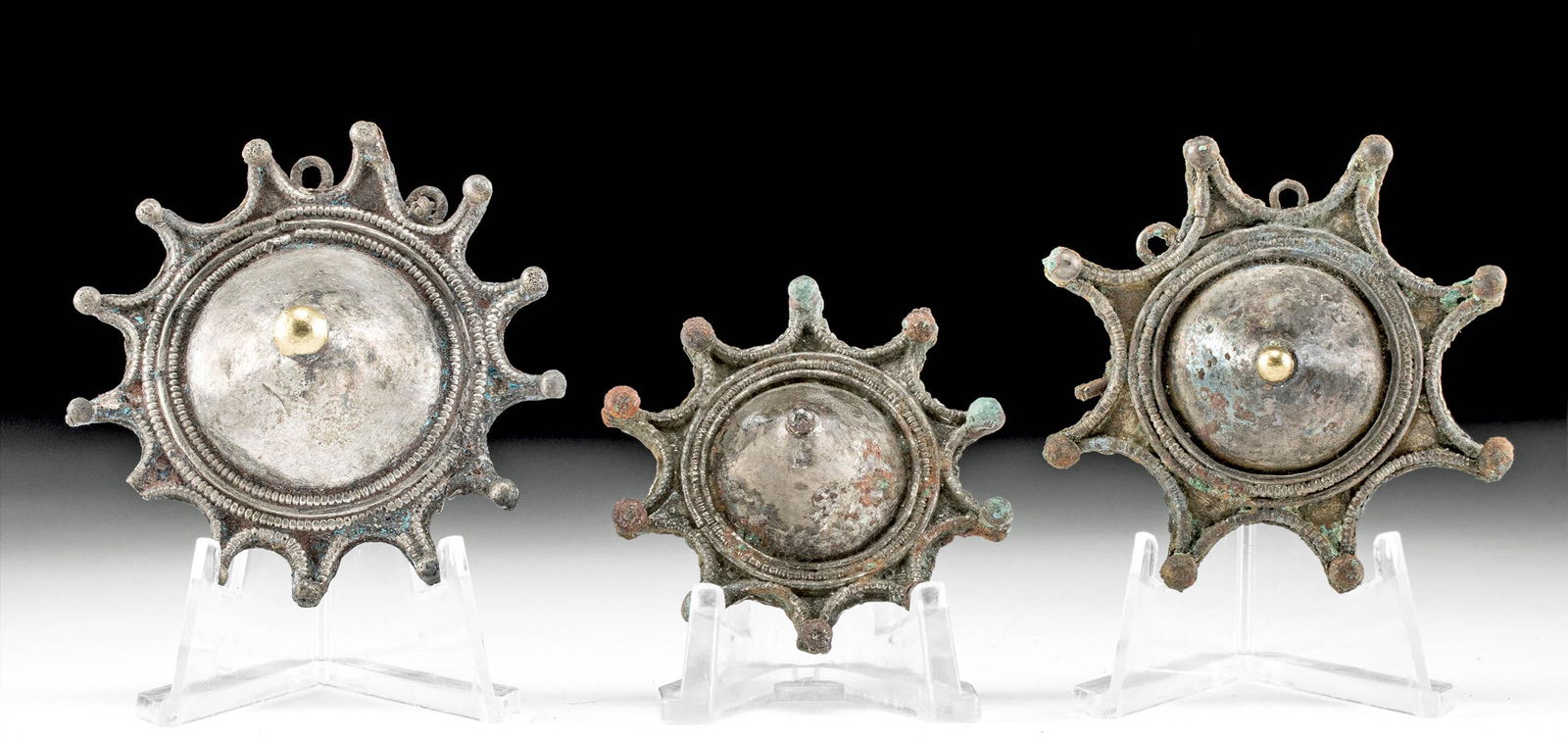 Roman Silver / Gilt Silver Fibulae Tutulus Shape (3) (1 of 4)