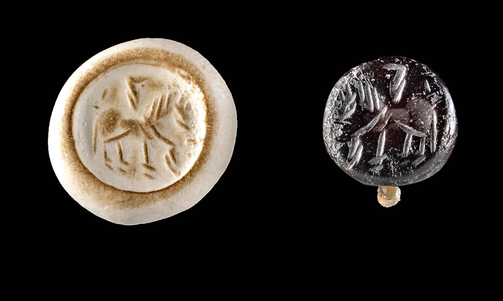 Sasanian Stone Stamp Seal Bead w/ Winged Horse (1 of 3)