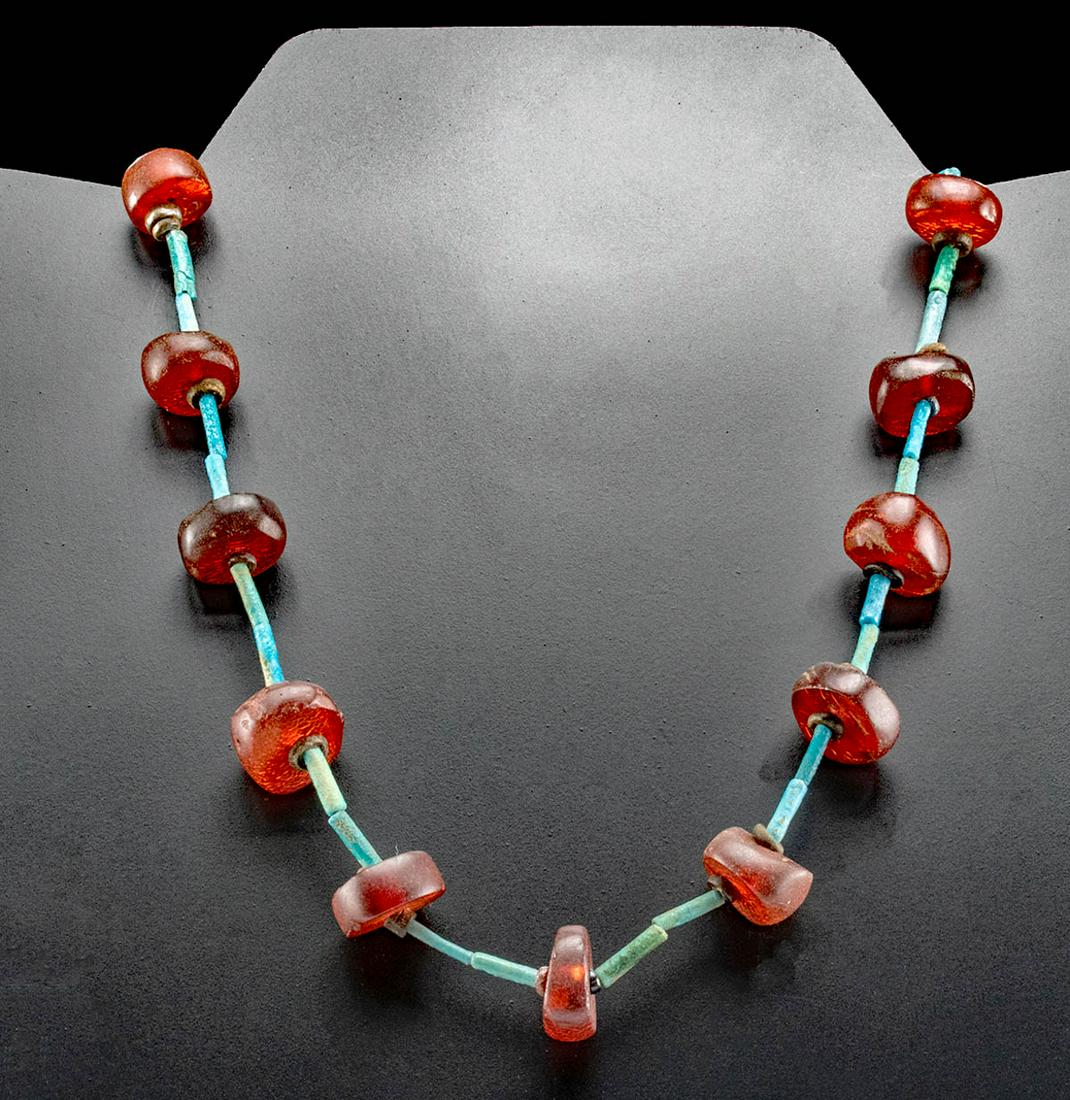 Egyptian Faience and Carnelian Bead Necklace (1 of 3)