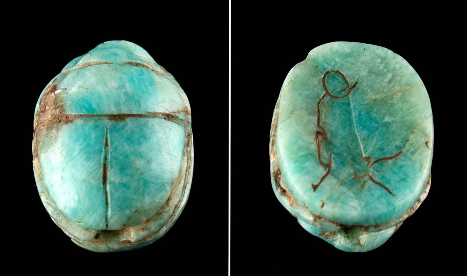 Egyptian Amazonite Scarab Pendant w/ Apis Bull (1 of 4)