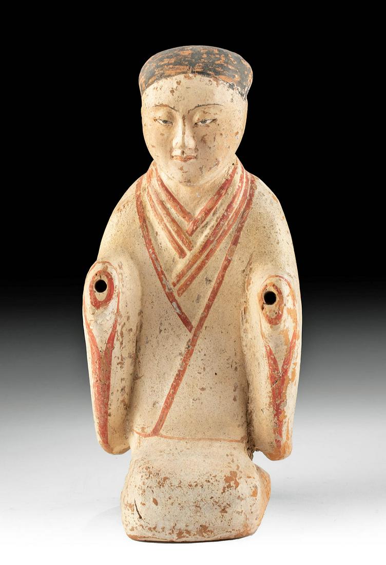 Chinese Han Dynasty Polychrome Kneeling Woman (1 of 4)