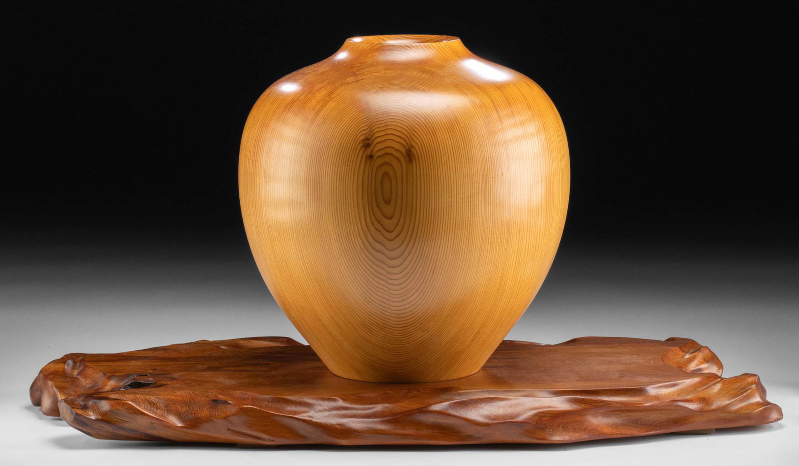 20th C. Japanese Wood Vase & Platform Sculpture (1 of 4)