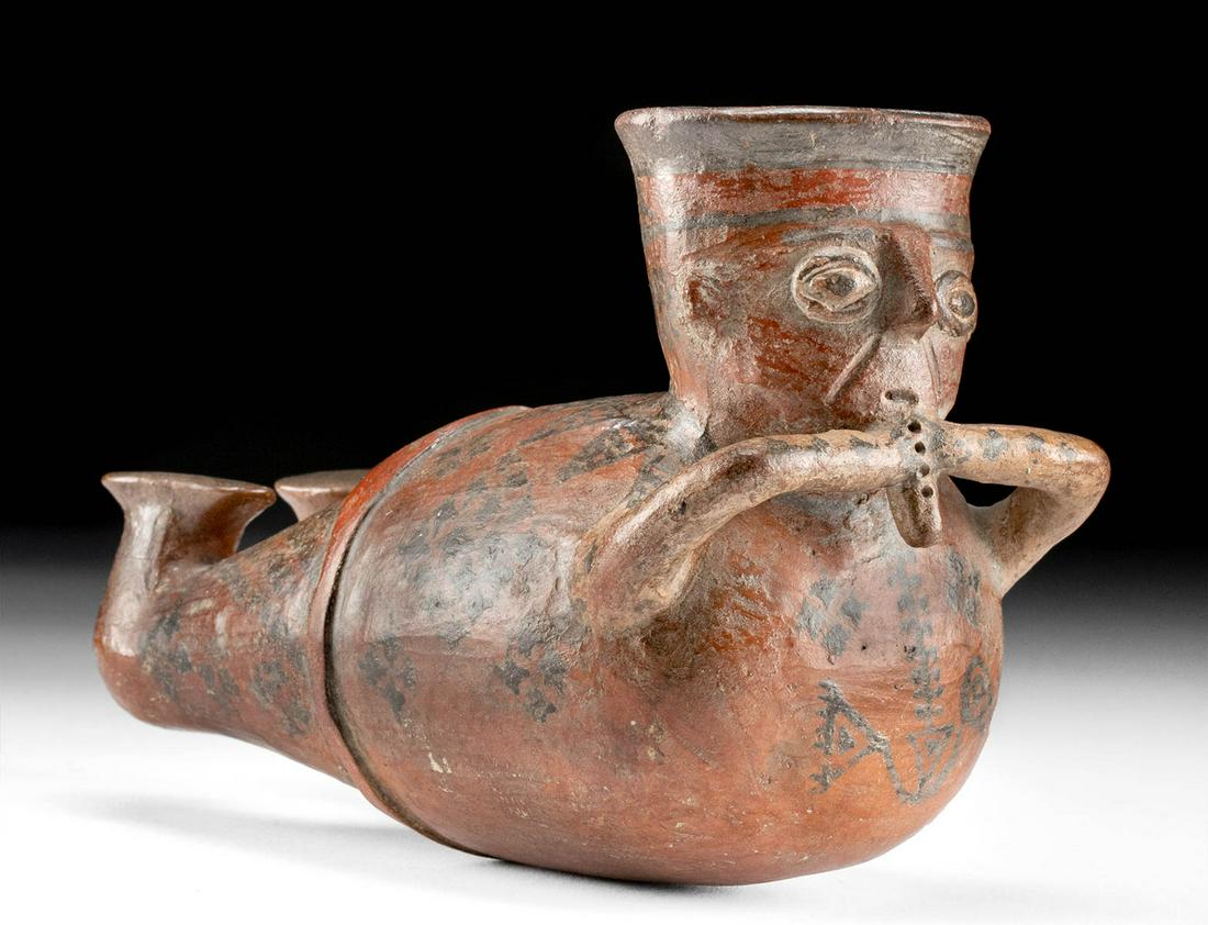 Tiahuanaco Pottery Flute Player Vessel w/ TL (1 of 4)