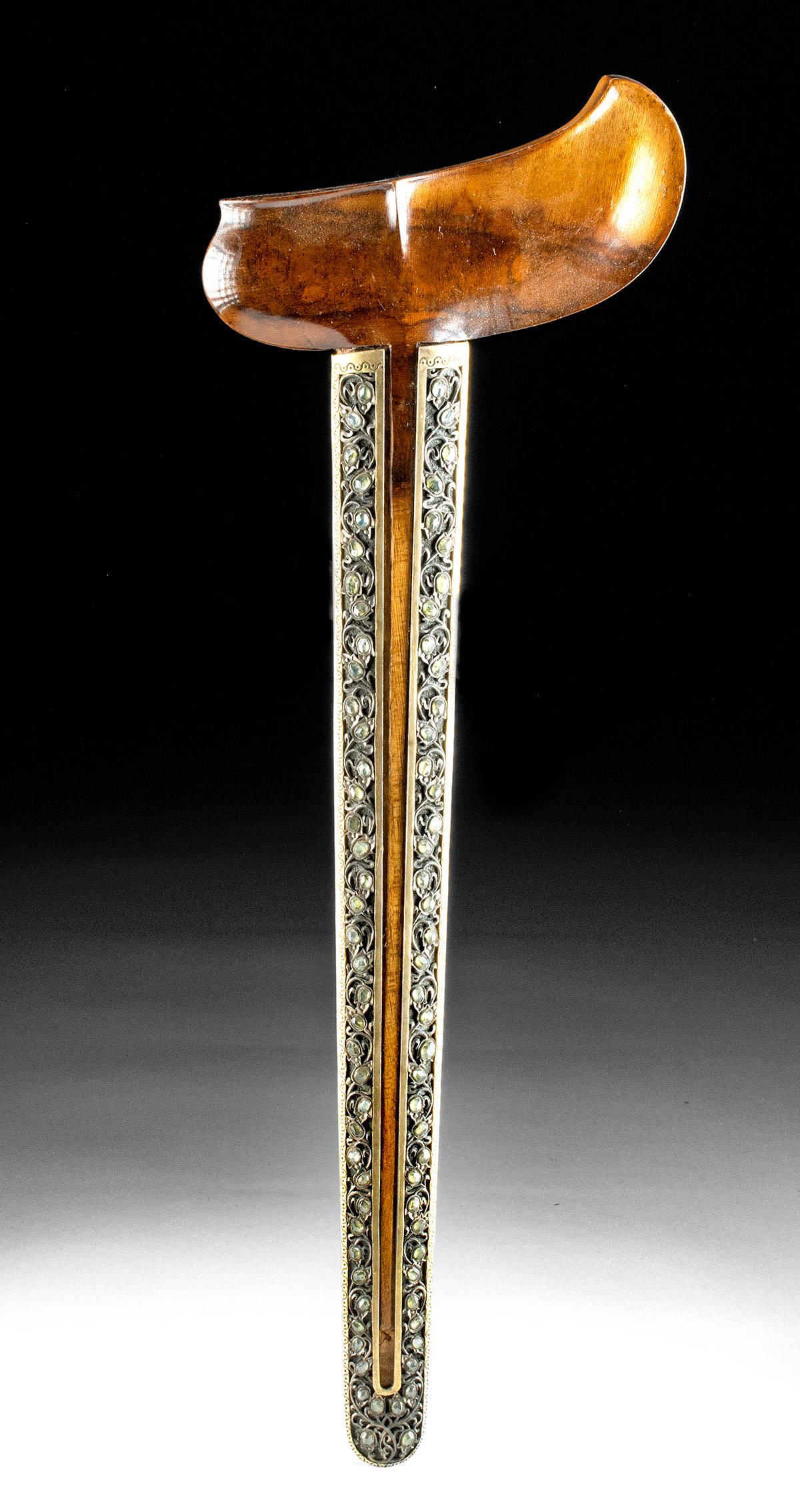20th C. Indonesian Wood, Gold & Glass Kris Sheath (1 of 4)