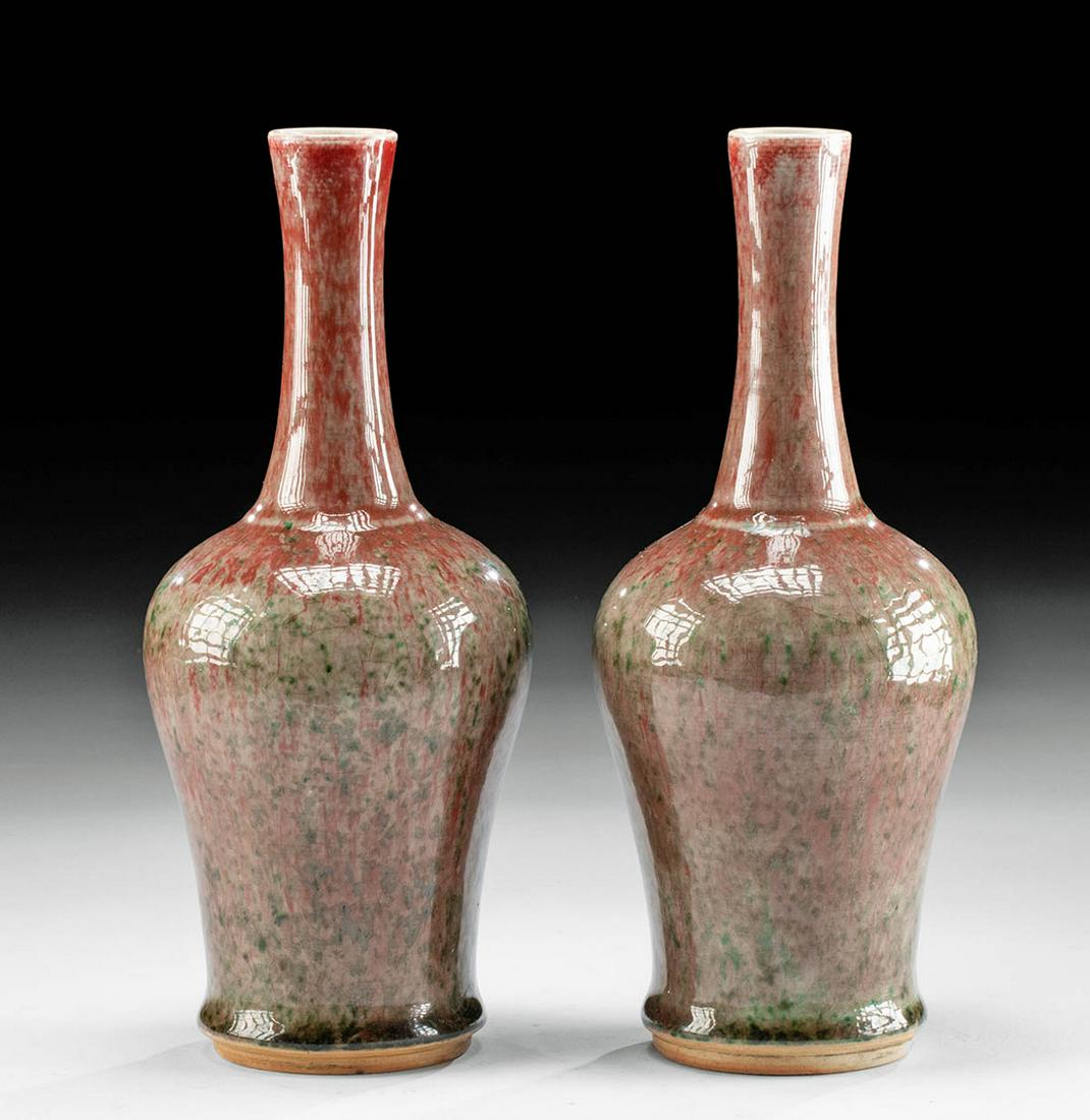 Pair 19th C. Chinese Qing Porcelain Peach Blossom Vases (1 of 4)
