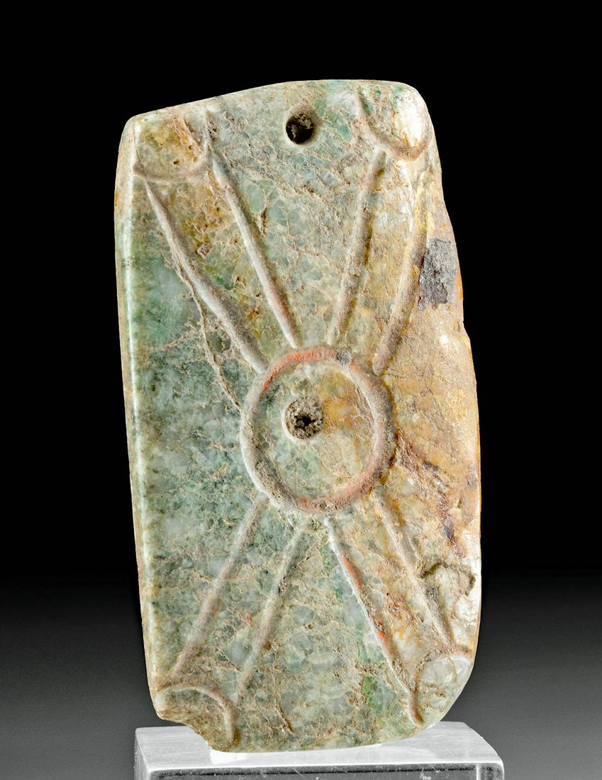 Stunning Olmec Incised Jade Pendant (1 of 3)