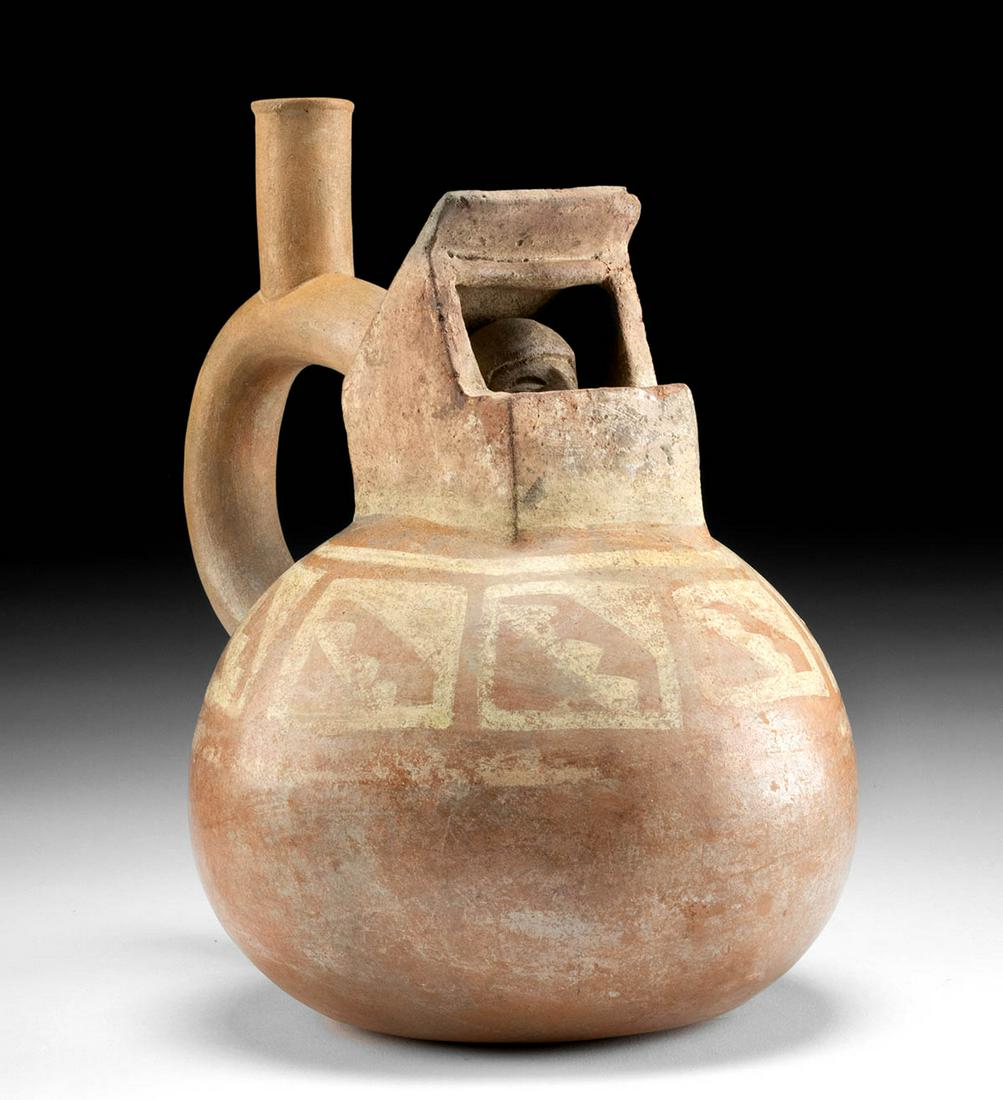 Moche Bichrome Vessel - Figure in Hut w/ TL, ex-Museum (1 of 4)