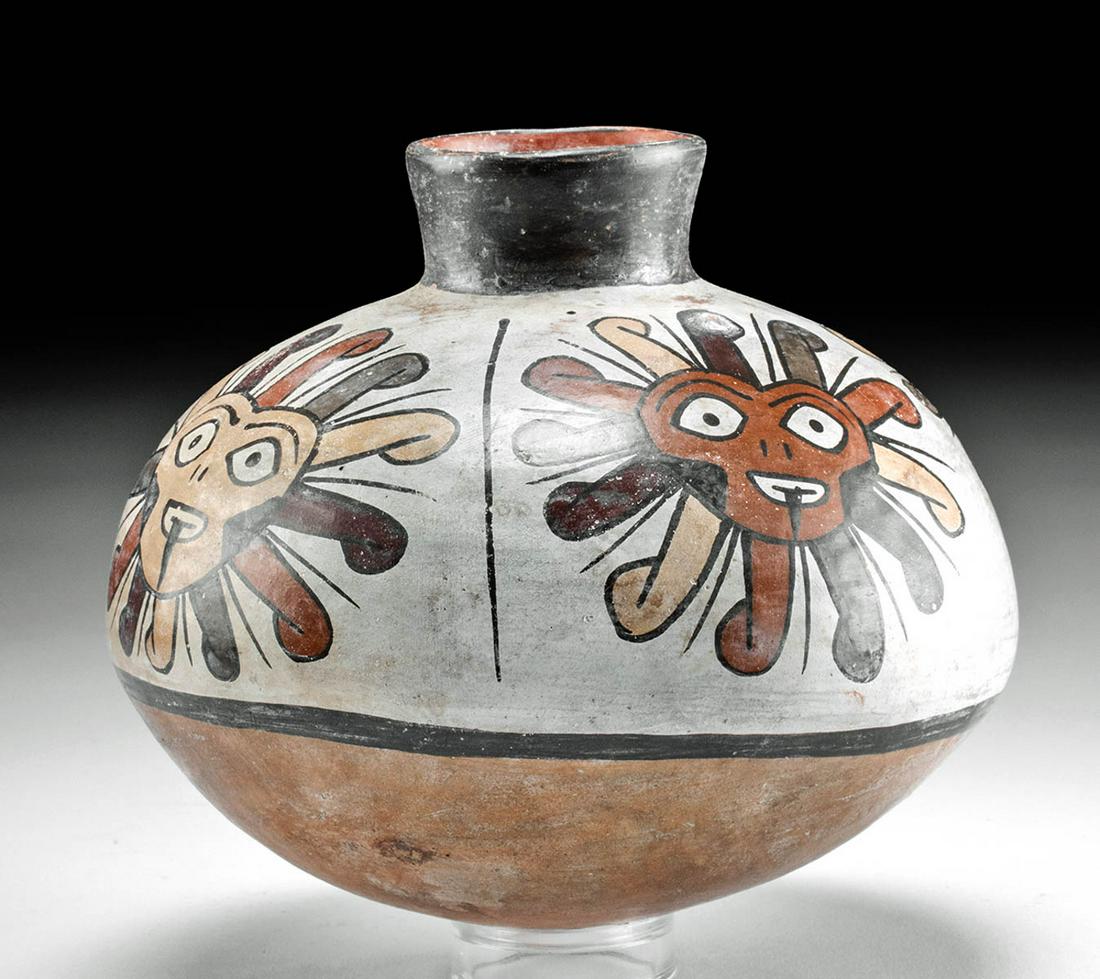 Nazca Polychrome Jar w/ Abstract Faces, ex-Museum (1 of 4)