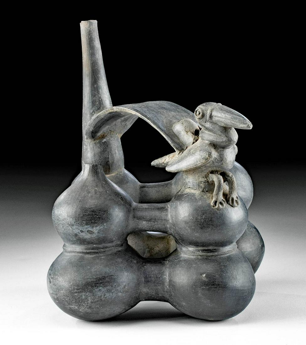 Sican Lambayeque Pottery Whistle Vessel w/ Bird (1 of 4)
