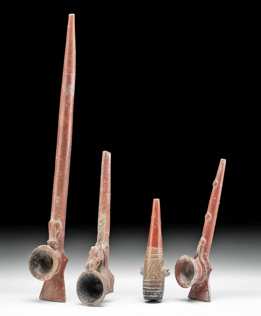 3 Aztec & 1 Chupicuaro Pottery Pipes (1 of 3)