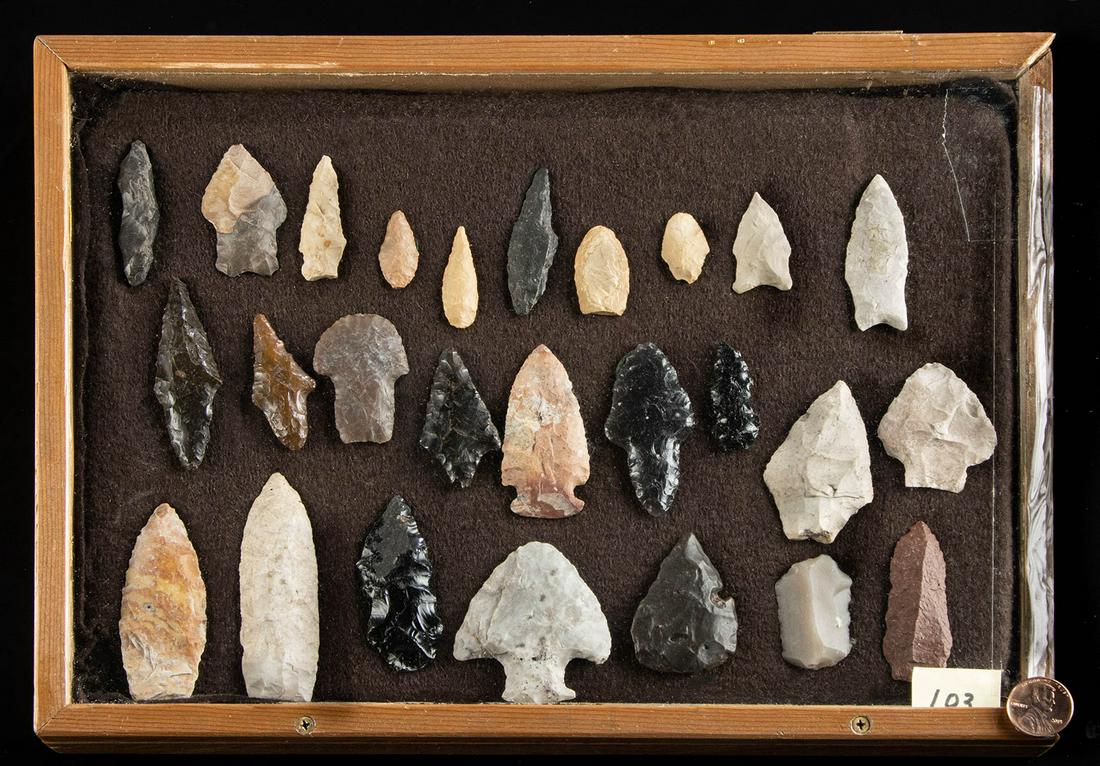 26 Native American & Near Eastern Stone Tools: Native American, California, Arkansas, Texas, New Mexico, Indiana, Florida, Nevada, Illinois, Iowa, Missouri, Transitional Paleo Indian to Late Prehistoric Period, ca. 9000 BCE to 1300 CE (11,000 to 7