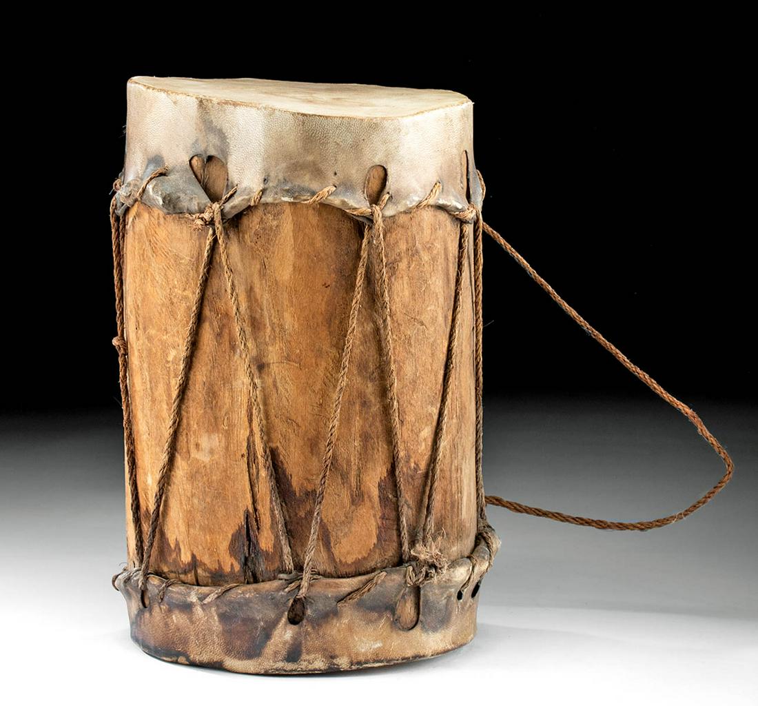 19th C. Native American Cochiti Wood & Hide Drum (1 of 6)