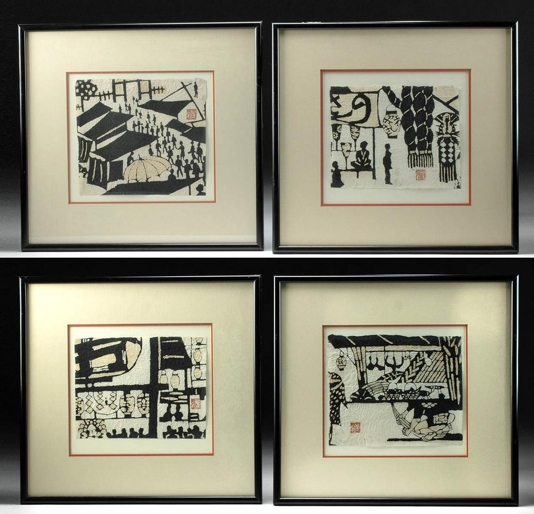 4 Framed Mid-20th C. Yoshitoshi Mori Woodblocks (1 of 9)