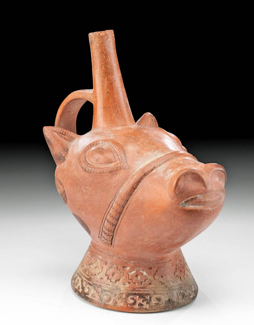 Chimu Pottery Stirrup Llama Vessel, ex-Museum (1 of 4)