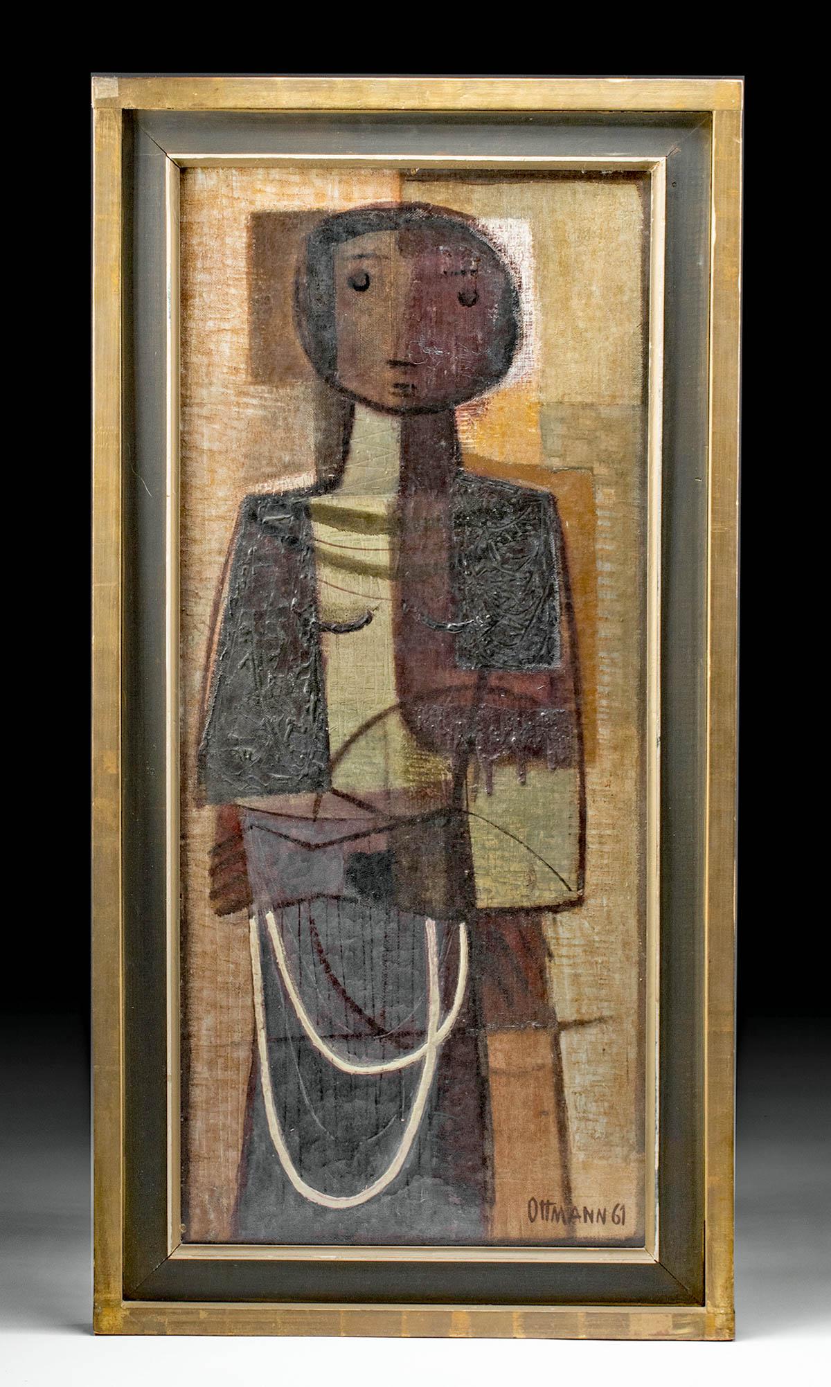 1961 Hugo Ottmann Painting Figure w/ White Arabesque (1 of 3)