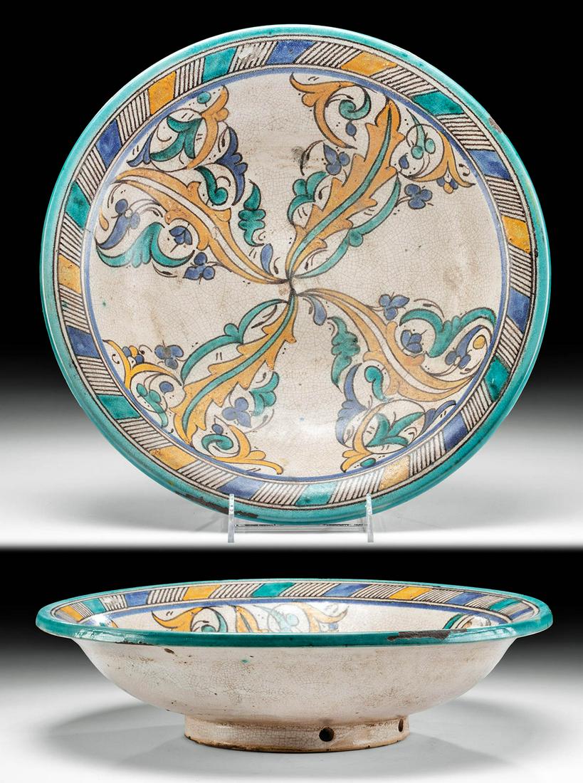 19th C. Moroccan Polychrome Mokhfia Dish, ex-Museum (1 of 4)