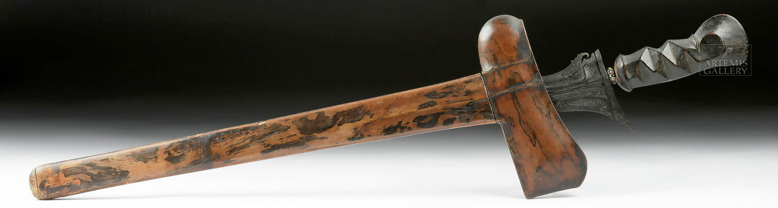 Mid-19th C. Indonesian Steel, Wood, & Cupric Iron Kris (1 of 5)