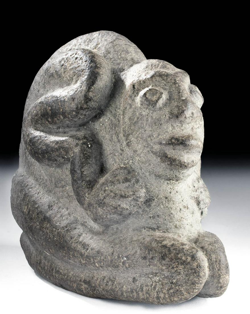 Maya Basalt Seated Figure of  Batz / Howler Monkey God (1 of 5)