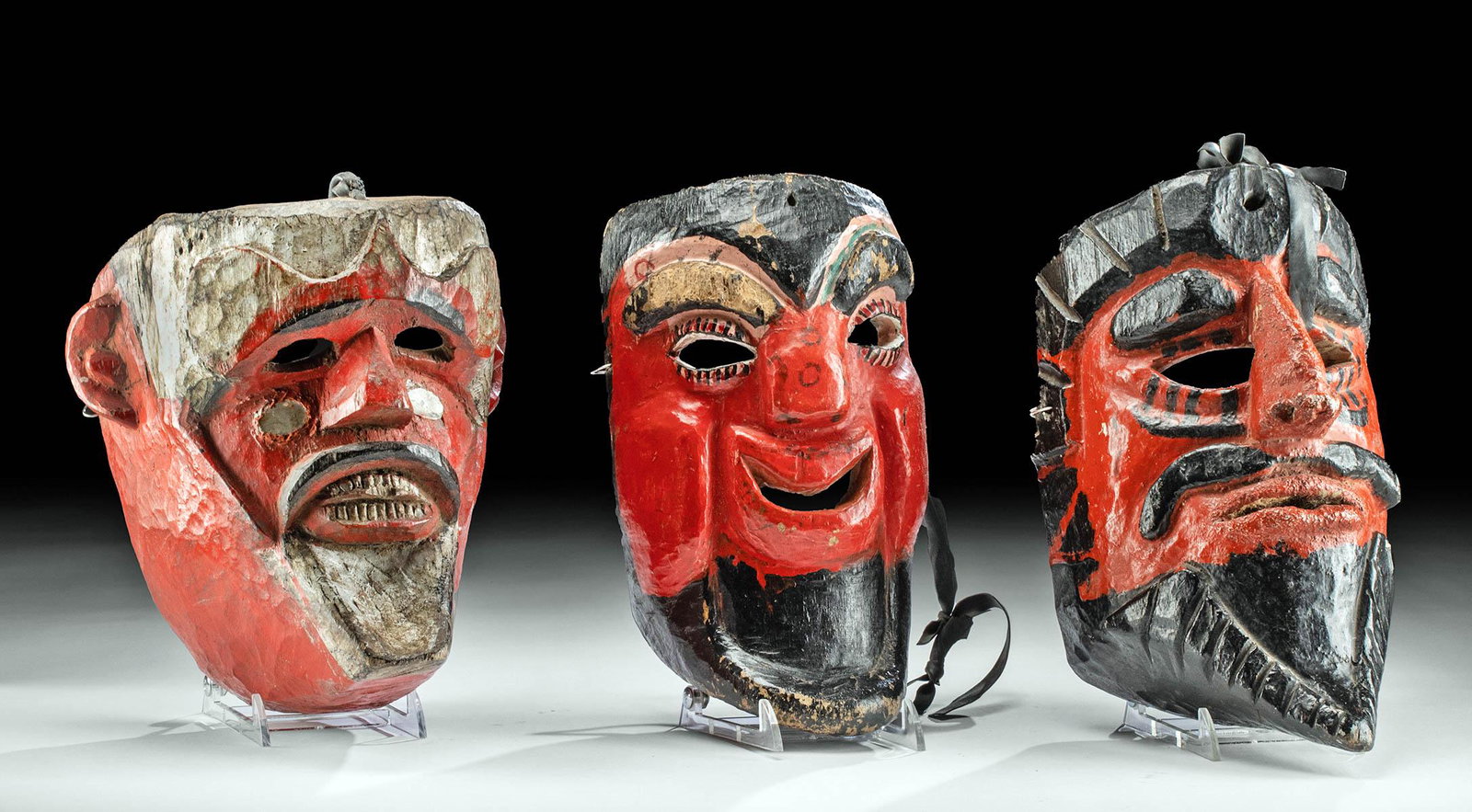 Vintage Guatemalan Wood Dance Masks (3) (1 of 3)