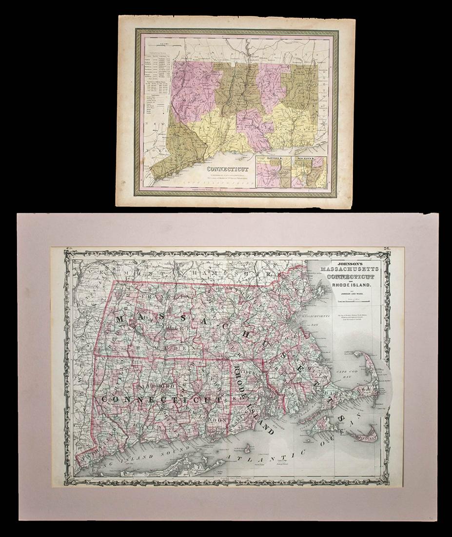 2 Antique Maps of New England, Johnson & Ward, Mitchell (1 of 4)