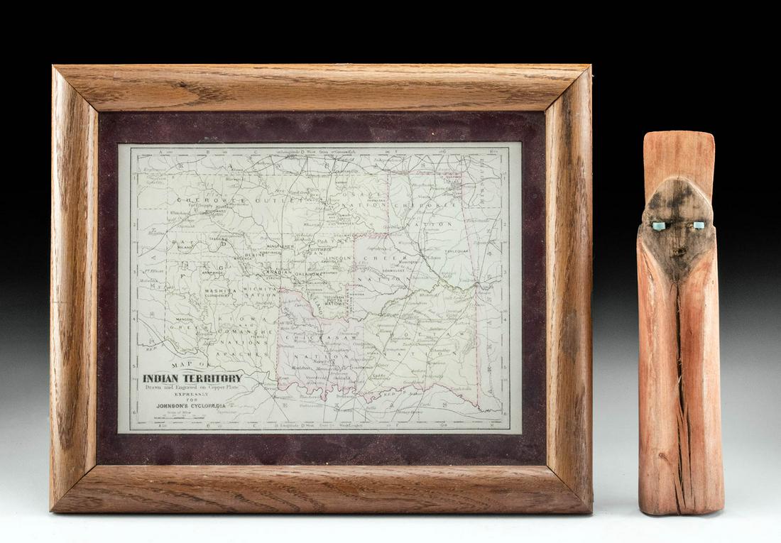 19th C. Map of Indian Territory & 20th C. Kachina (1 of 5)