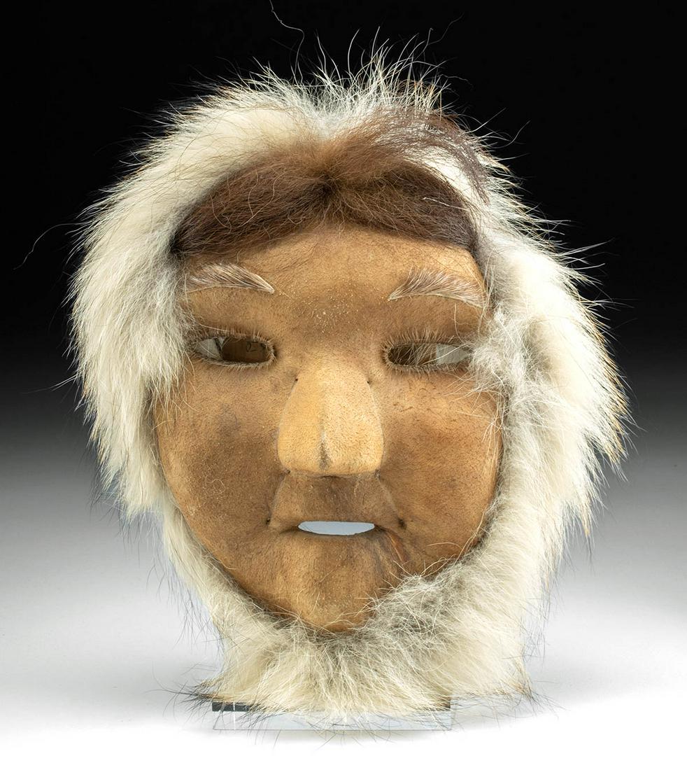 1950s Inuit Hide, Fur, & Wood Mask by Justus Mekiana (1 of 4)