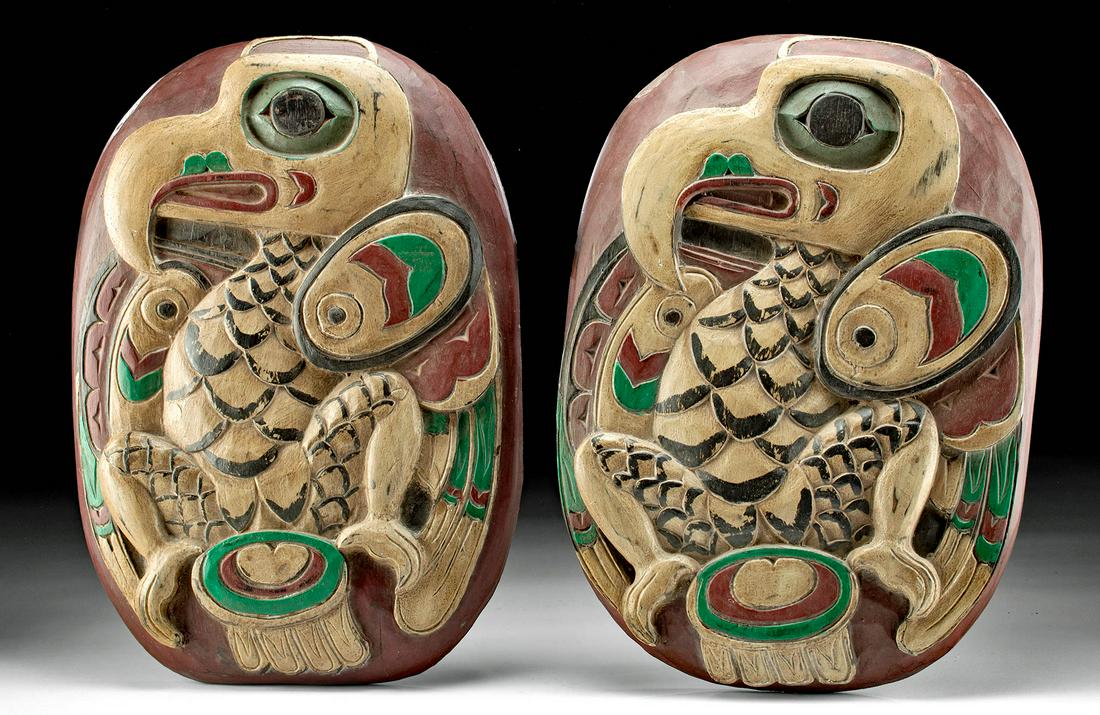 20th C. Haida Wood Carved Wall Panels w/ Ravens (2) (1 of 4)