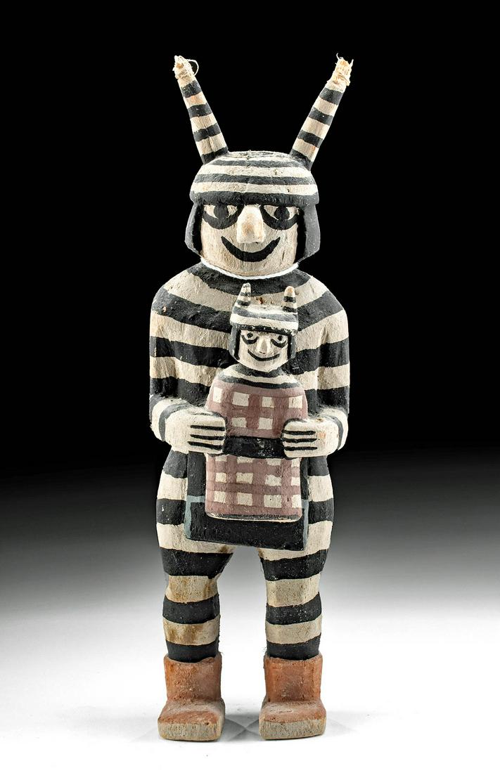 20th C. Hopi Wood Clown Kachina, Attr. Jimmy Koots (1 of 3)