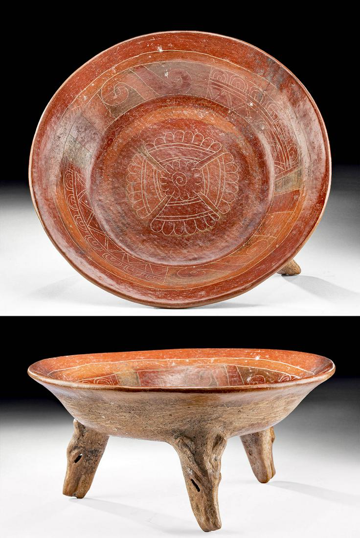 Aztec Pottery Tripod Dish with Coyote Head Legs (1 of 7)
