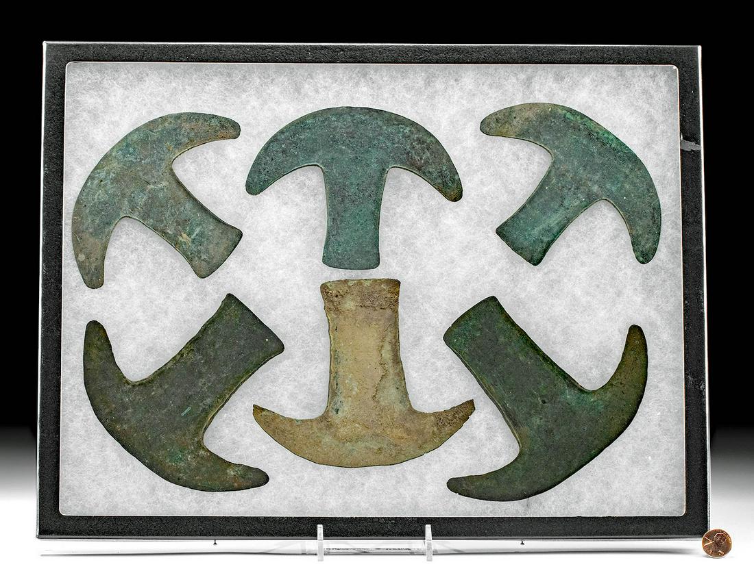6 Aztec Copper Hoe Money Pieces w/ Nice Patina (1 of 2)
