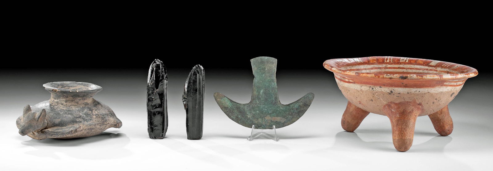 5 Pre-Columbian Pottery, Obsidian, & Copper Objects (1 of 4)