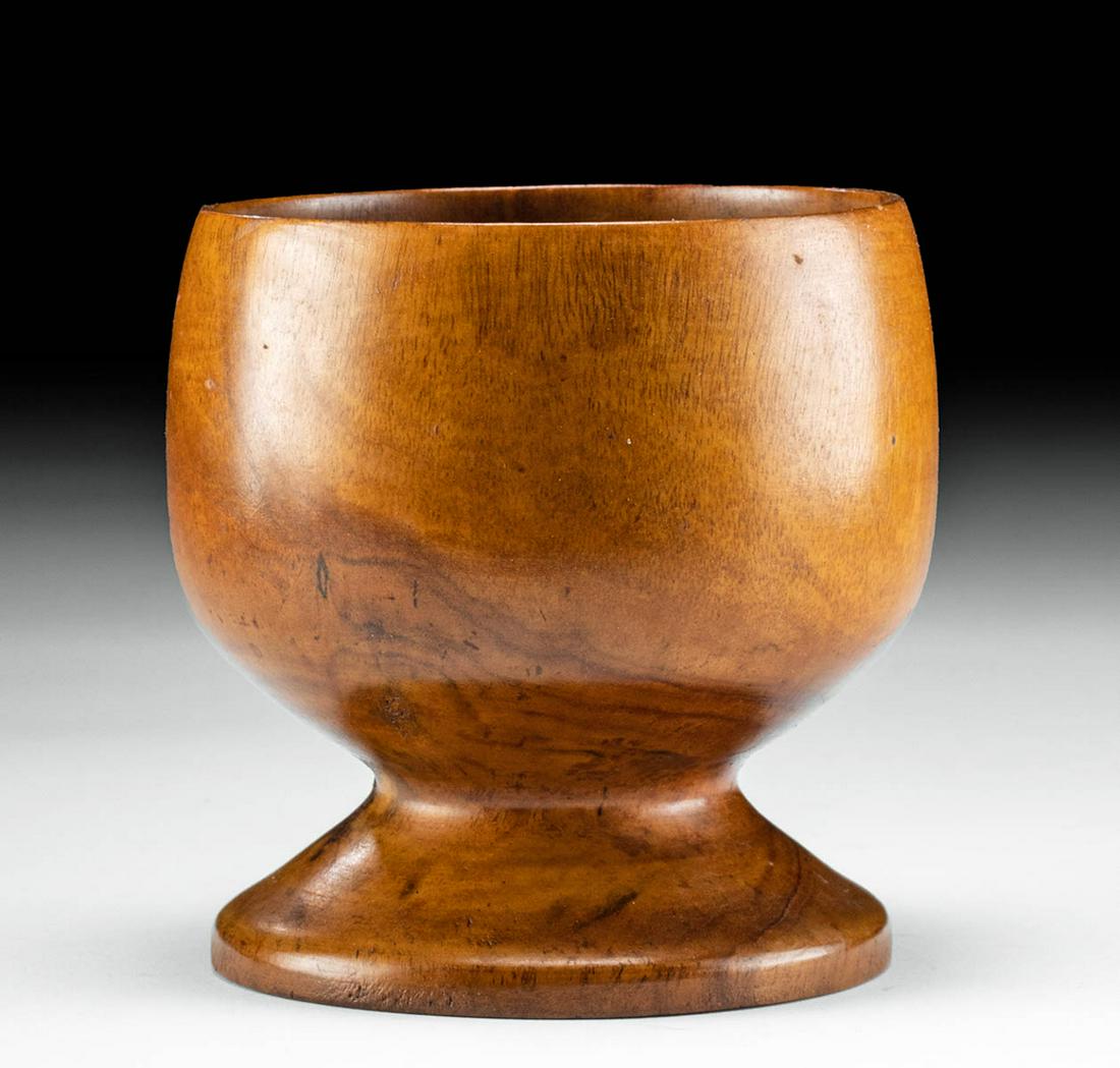 Early 20th C. Hawaiian Wood Goblet w/ Old Repair: North Pacific, Hawaii, ca. early to mid-20th century CE. A beautiful example of a wooden goblet or calabash - a serving bowl named for the gourd that it resembles, though it is made from inherently be