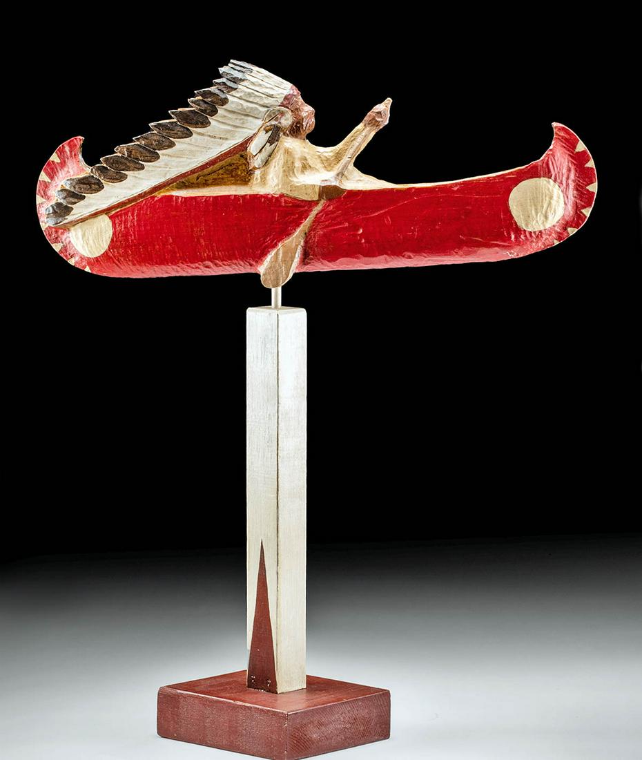 20th C. American Wood Weathervane w/ Native Chief (1 of 3)