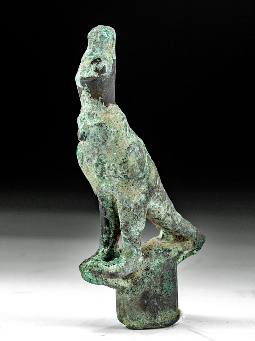Egyptian Bronze Finial - Horus Falcon w/ Double Crown (1 of 3)