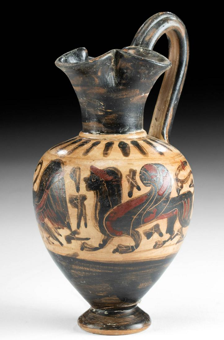 Corinthian Polychrome Trefoil Oinochoe w/ Zoomorphs (1 of 4)