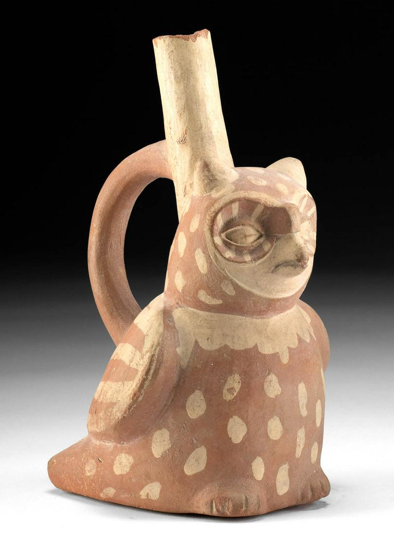 Moche Bichrome Owl Stirrup Vessel w/ TL, ex-Museum (1 of 4)