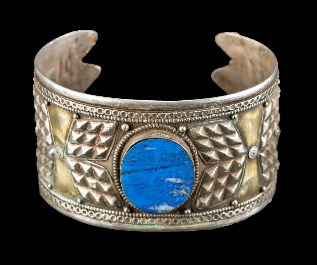 19th C. Turkoman Gilt Silver & Lapis Bracelet (1 of 3)