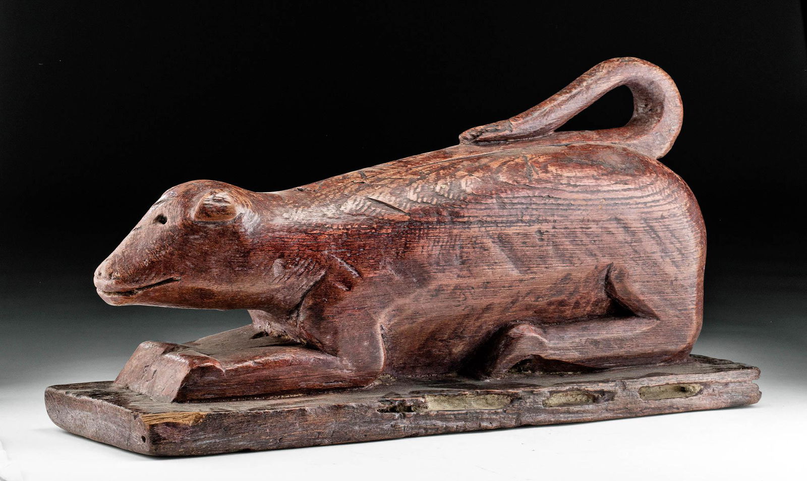 19th C. Thai Wood Coconut Grater - Recumbent Dog (1 of 6)