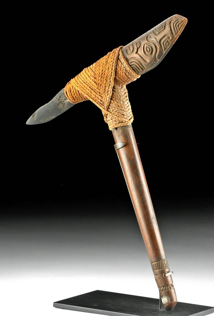 Late 19th C. Marquesas Islands Wood & Stone Adze (1 of 4)