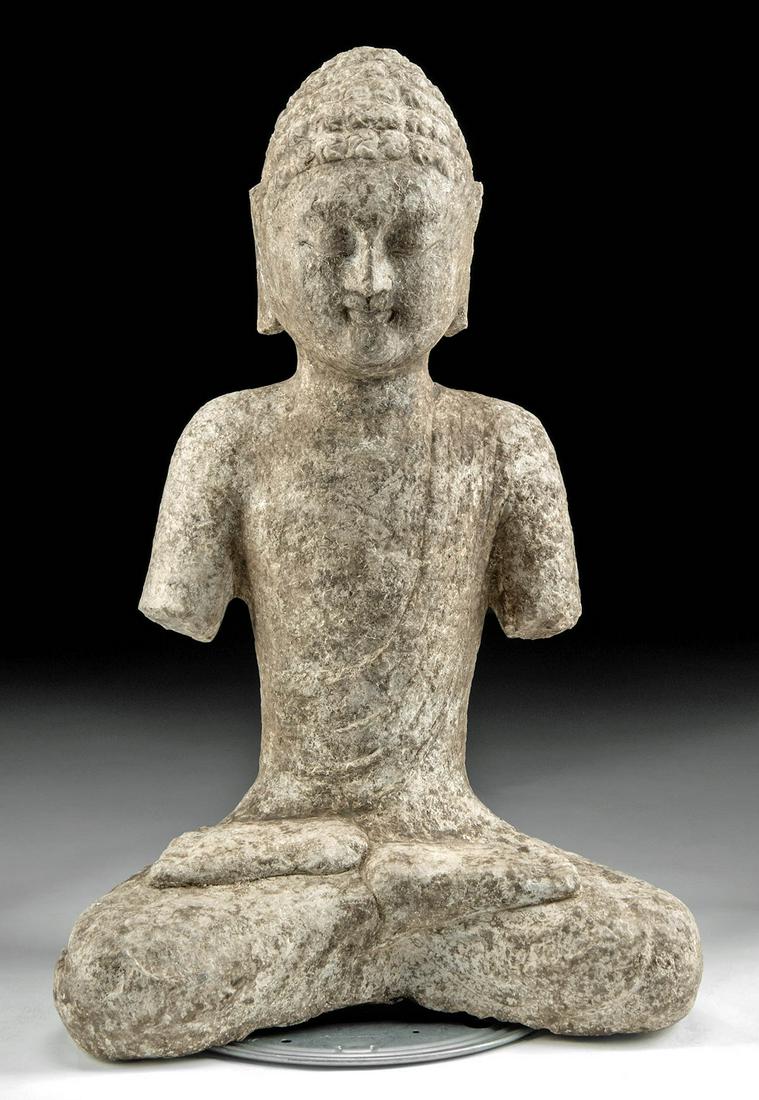 Chinese Qi Dynasty Stone Seated Buddha (1 of 6)