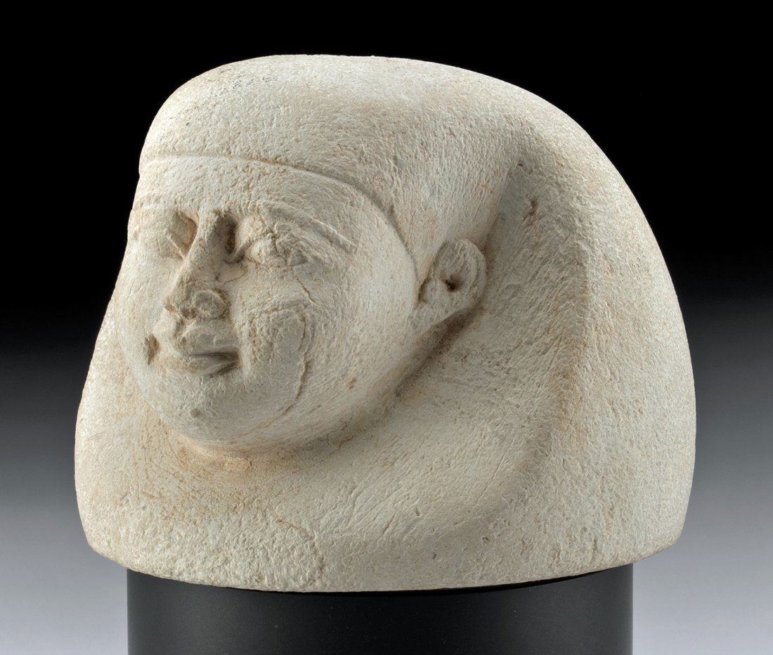 Egyptian Limestone Canopic Jar Lid - Imsety (1 of 3)