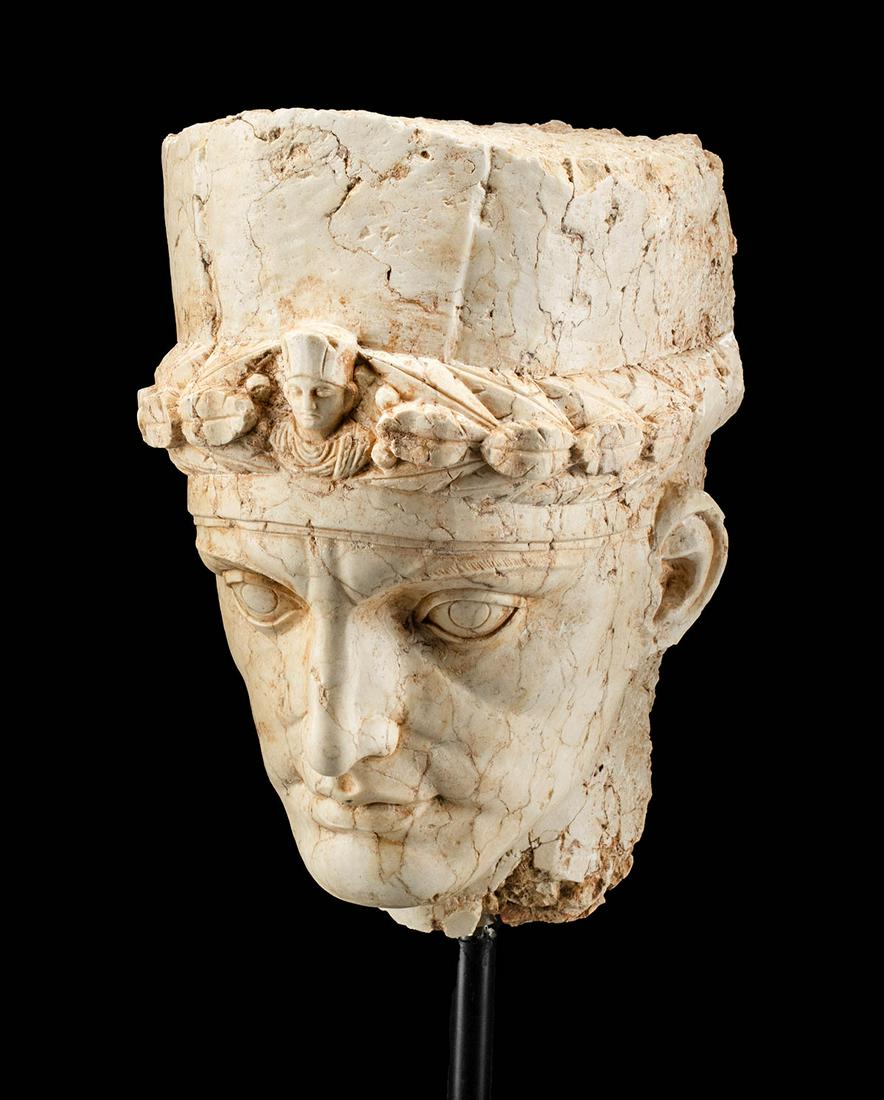 Exemplary Palmyrene Limestone Head of Priest (1 of 5)