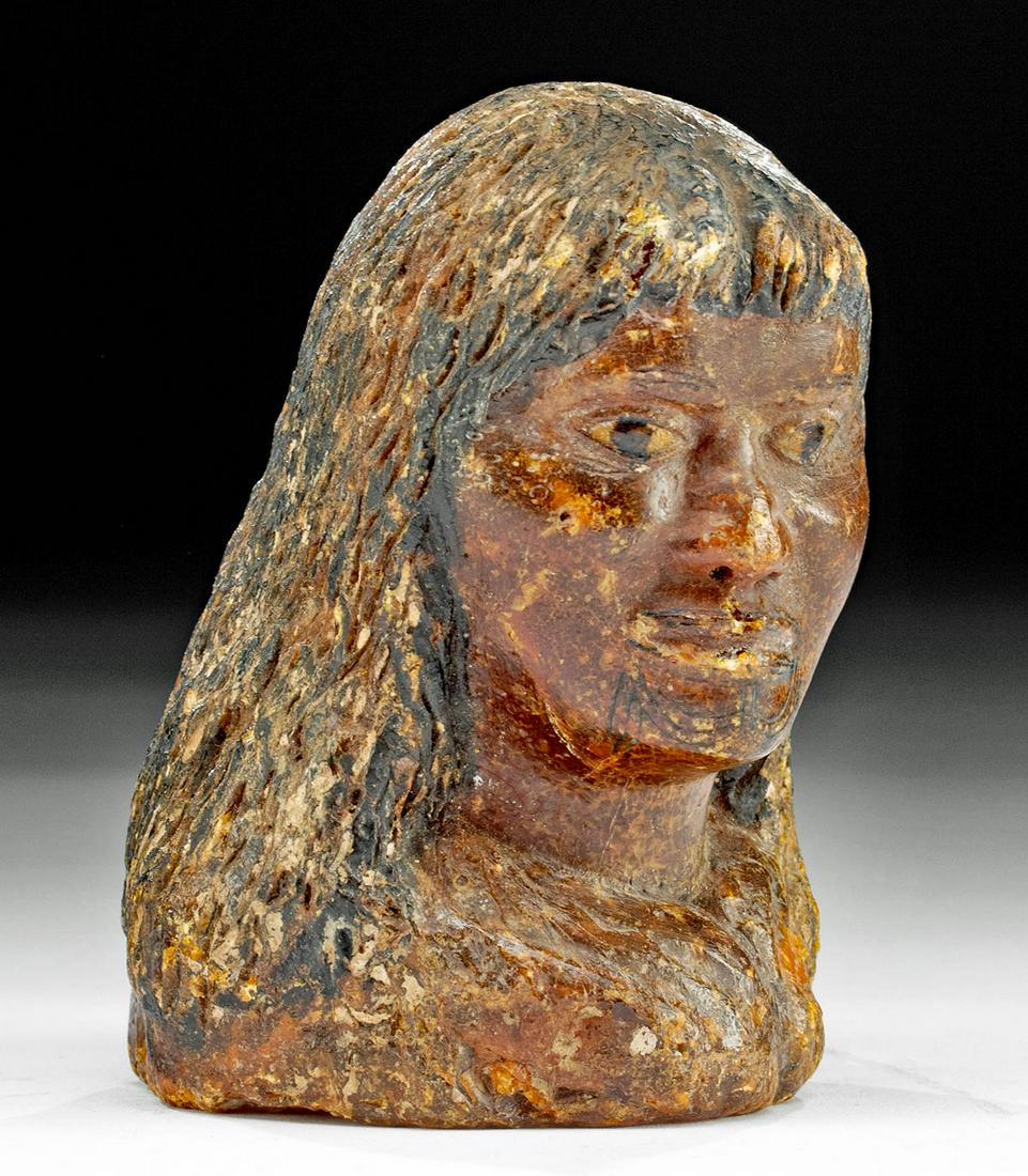 1875 Maori Kauri Resin Bust of Girl, exArne Coward Barnebys